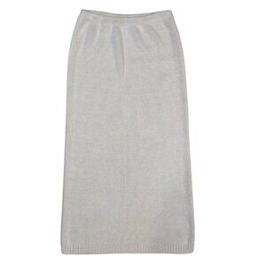 Tarazzia VTG Long Cotton Knit Skirt Size L White Cream Soft Stretchy Casual